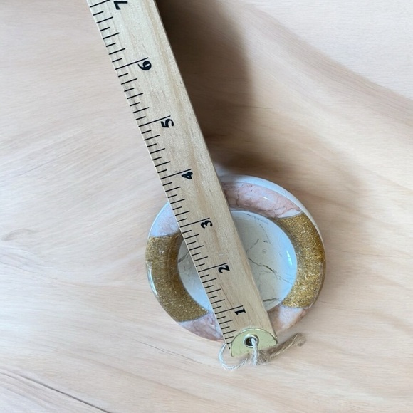 Marble/Stone Decorative Shallow Trinket/Key/Ring Bowl in Cream/Gold/pinks - Picture 4 of 6